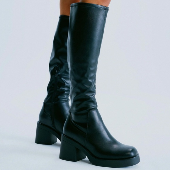 Call It Spring Black Knee High Platform Boots - Picture 2 of 3